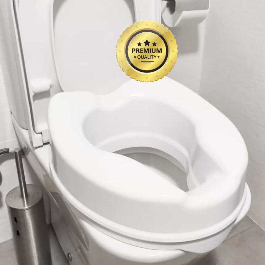OrtoPrime Elevador WC Adulto 15cm Asiento Elevador Inodoro UNIVERSAL - Alzador wc Adulto Ortopédico - Adaptador wc mayores - Elevador de inodoro alza para wc Discapacitados. (Sin Tapa)