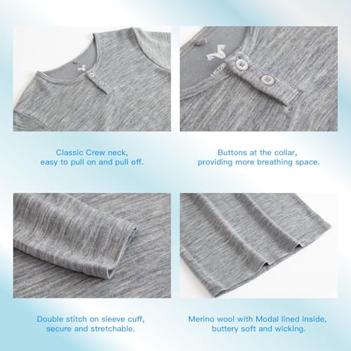 MERINNOVATION Unisex Kids Merino Wool Base Layer Set Midweight 220gsm Kids Thermal Underwear for boys and girls3