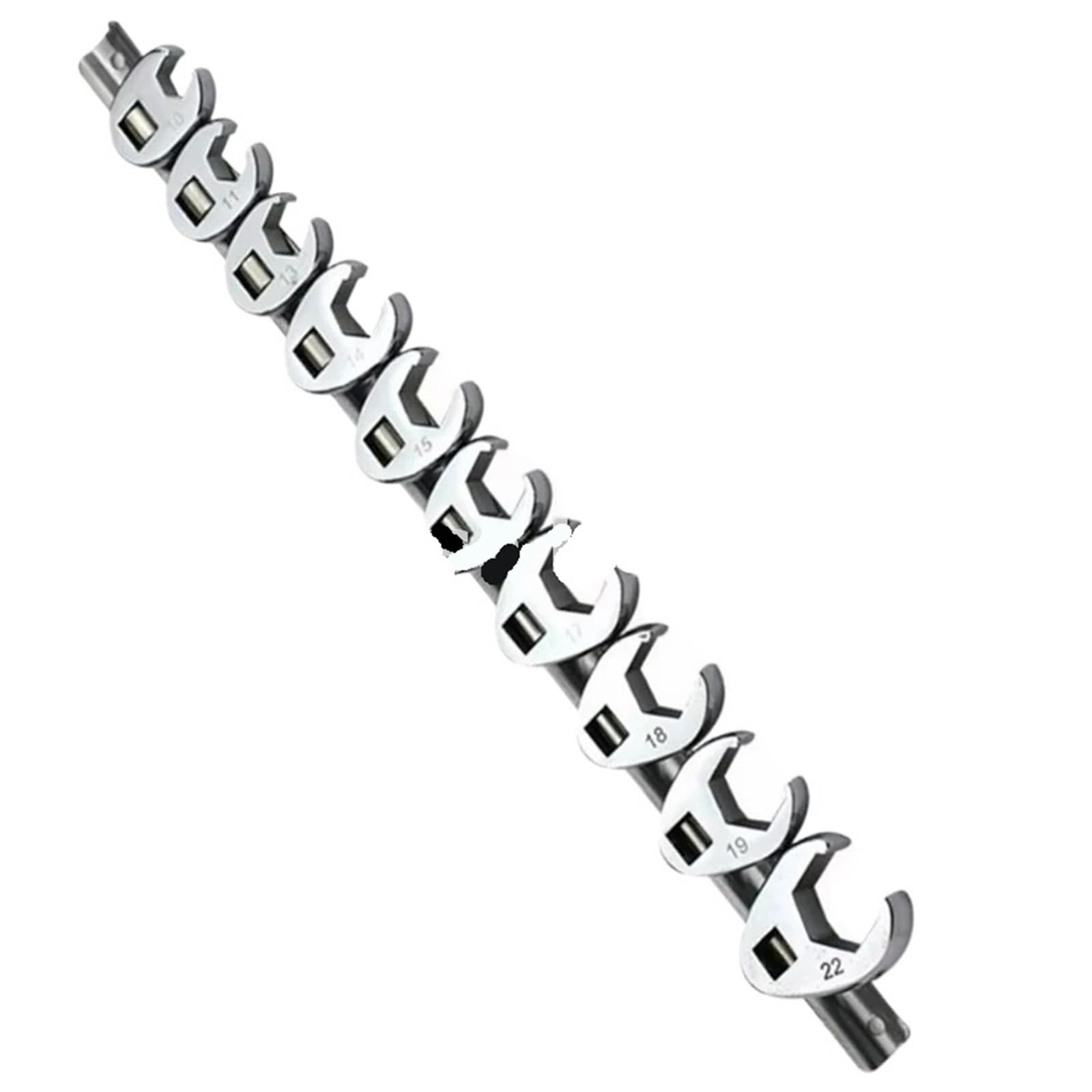 Xuczhai One Color 10Pcs 3/8Inch Drive Crowfoot Wrench 10 To 22Mm Metric Chrome Plated Foot Open End Spanner