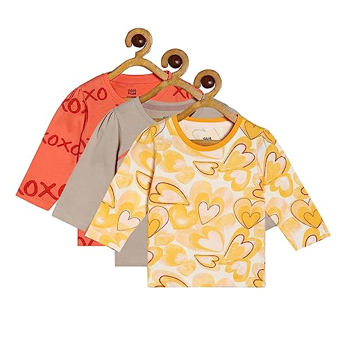 Image of miniklub Girls Orange & Grey Print Organic Cotton Top