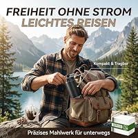 KOMTWNM Kaffeemühle Manuell mit Kegelmahlwerk, 50 Drip Coffee Bag, Reinigungsbürste, 40 Stufen Externe Einstellung, Coffee Grinder, Schwarz – Ansicht 4