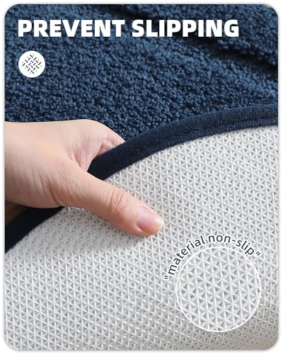 Image of Color&Geometry Oval Blue Bathroom Rugs 43x24, Extra Soft Absorbent Microfiber Bath Rugs, Non-Slip Bathroom mat, Washable Plush Bath Mats for Bathroom, Shower, Bathtub, Laundry, Blue