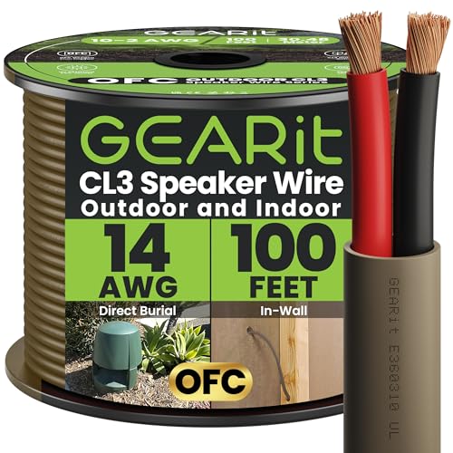 Câble d'enceinte 14/2 extérieur marron pour sonoriser votre terrasse et vos soirées d'été