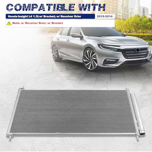 Image of Air Conditioning A /C Condenser Compatible with Honda Insight 2010-2014 L4 1.3L # 3787, 3783, 940240, 80110TK6A01, 80110TF0003, 80110TF0013, 80110TM8A01