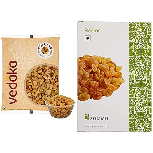 Image of Amazon Brand - Vedaka Popular Raisins, 1kg & Amazon Brand - Solimo Premium Raisins, 250g Combo