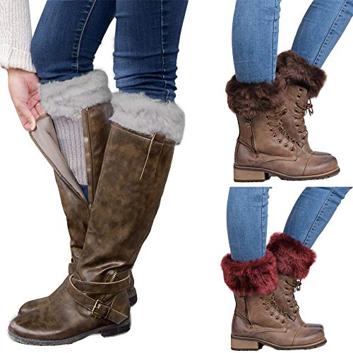 Kaxich 3 Paar Damen Winter Stricken Stulpen Socken Beinlinge Verdicken Legwarmers Warm Stiefelsocken Strickstiefel Beinstulpen Beinwärmer Boot Abdeckung Cover