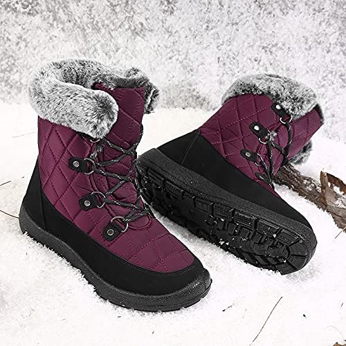 ZEENXIUYA Snow Boots Women Winter Warm Faux Fur Lined Womens Winter Boots Outdoor Cold Weather Women Waterproof Lightweight Non-Slip Snow Boot Red Size 10.5 - Image 6