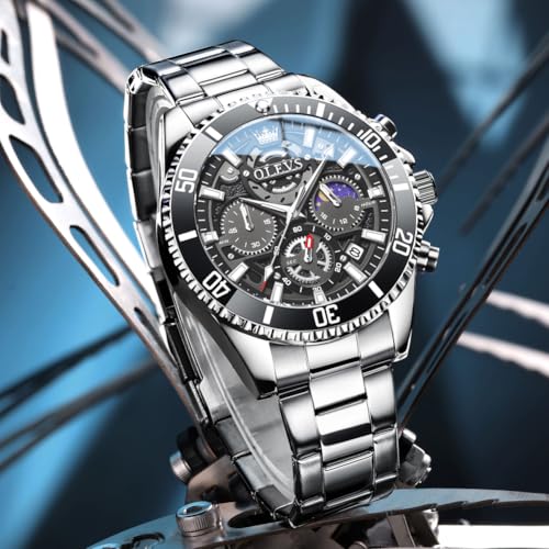 Image of OLEVS Watch for Men Original Branded Premium Mens Analog Quartz Watches Chronograph Stainless Steel 3ATM Waterproof Wrist Watch for Man