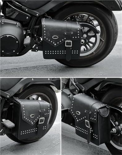 Bolsa para basculante de moto Softail, alforja de cuero PU de 12L impermeable 3