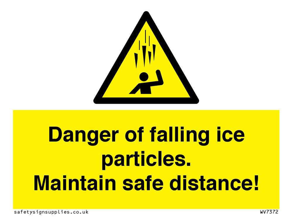 Danger of falling ice particles. Maintain safe distance!