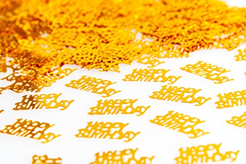 SHATCHI Confettis de table dorés « Happy Birthday » - 14 g - Décorations de fête pour enfants et adultes - Doré Cover