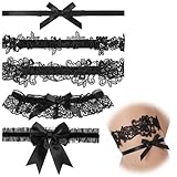 5 Pcs Black Garter Thigh Garter Lace Garters Leg Garters Wedding Garteres for Bride Lady Women Belt Garteres Bowknot Elastic Leg Ring for Bride Black Bowknot Floral Belts Party Prom