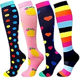 Compression Socks For Men & Women - 3 Pairs - Best for Running,Medical,Athletic Sports,Flight Travel, Pregnancy - 20-25mmHg (Multicoloured 5, L/XL)