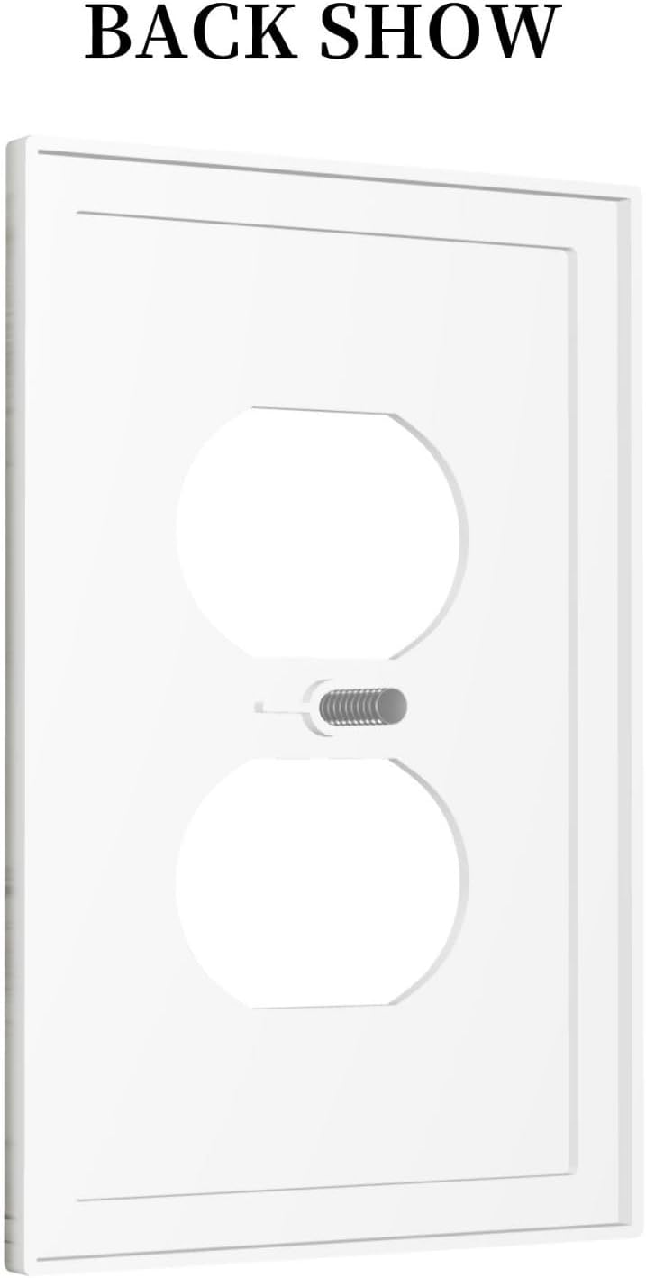 White Butterfly Marble Light Switch Cover Duplex Outlet Decorative Wall Plate Electrical Faceplate Switchplates for Bathroom Kitchen Home