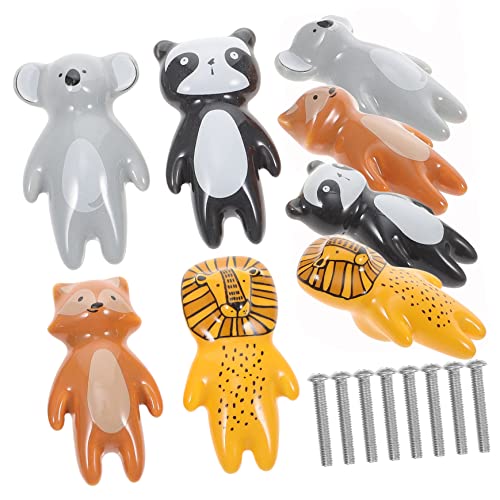 DOITOOL Girls' Dresser Knobs 8pcs Animal Ceramic Handles Easy to Install Drawer Pulls for Boys and Girls