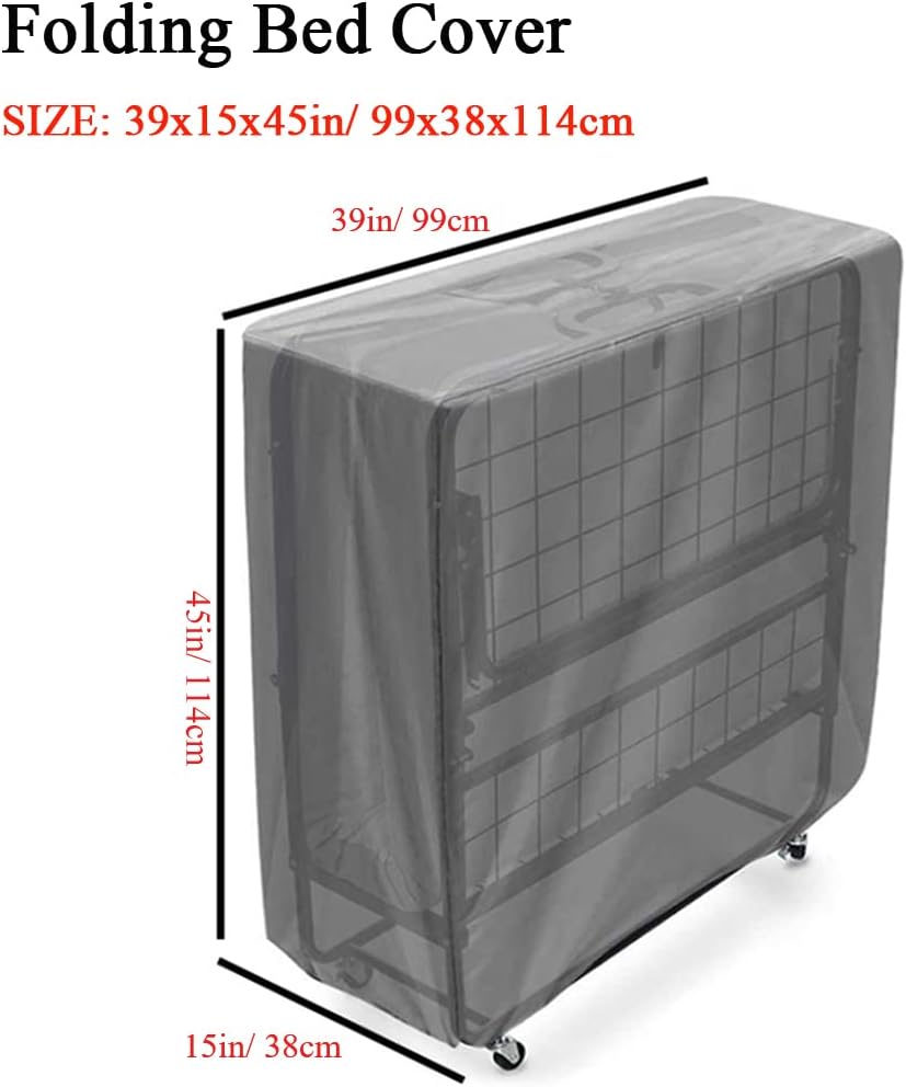 Indoor Outdoor Folding Bed Cover Skyour 420D Oxford Fabric Weatherproof Household Universal Rollaway Folding Beds Storage Bag Protector Furniture Dust Covers (Gray)