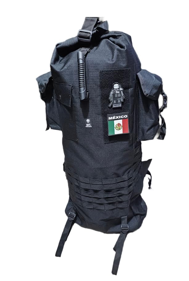 Dev's Avio Bag, Molle System Duffel Bag, Military Bag with Double Strap and Straps, Top Loading Bag, Tactical Canvas Sack, Black, sencillo, Duffel Suitcase with 2 Straps