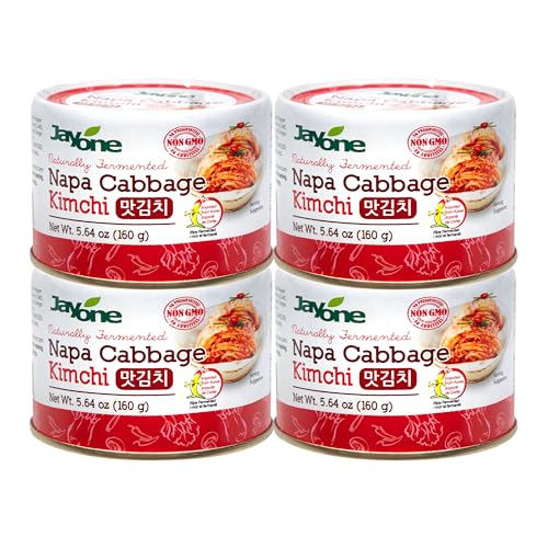 Korean Canned Kimchi, Napa Cabbage Kimchi, Naturally Fermented, Non-GMO, No preservatives, No additives- (5.64oz x 4)