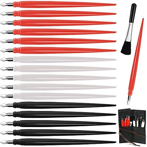 Scratch Arts Tools 18 Pieces, Scratch Pen with Clean Brush Crafts Set, Scratching Drawing Color Pen Dual Tip/Scratch Paper Stick Stylus Tools Bag for Adults & Kids Art Paper Painting Cover