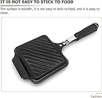 Vista 6 de BESTonZON Sandwichera antiadherente para sándwiches, sartén de hierro fundido, olla de prensa Panini de doble cara con asa para el hogar, cocina