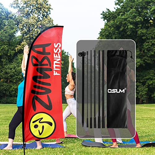 QSUM Zumba - Kit de bandera de plumas y mástil, bandera de fitness Zumba de 7 pies para publicidad de tienda Zumba, bandera de Swooper sin viento