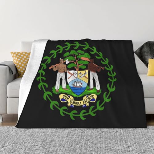 asbwuo Mantas con el Escudo de Armas de Belice, súper Suaves, acogedoras y cálidas, de Franela para sofá, Cama, Viajes, Oficina, 80 x 60 Pulgadas