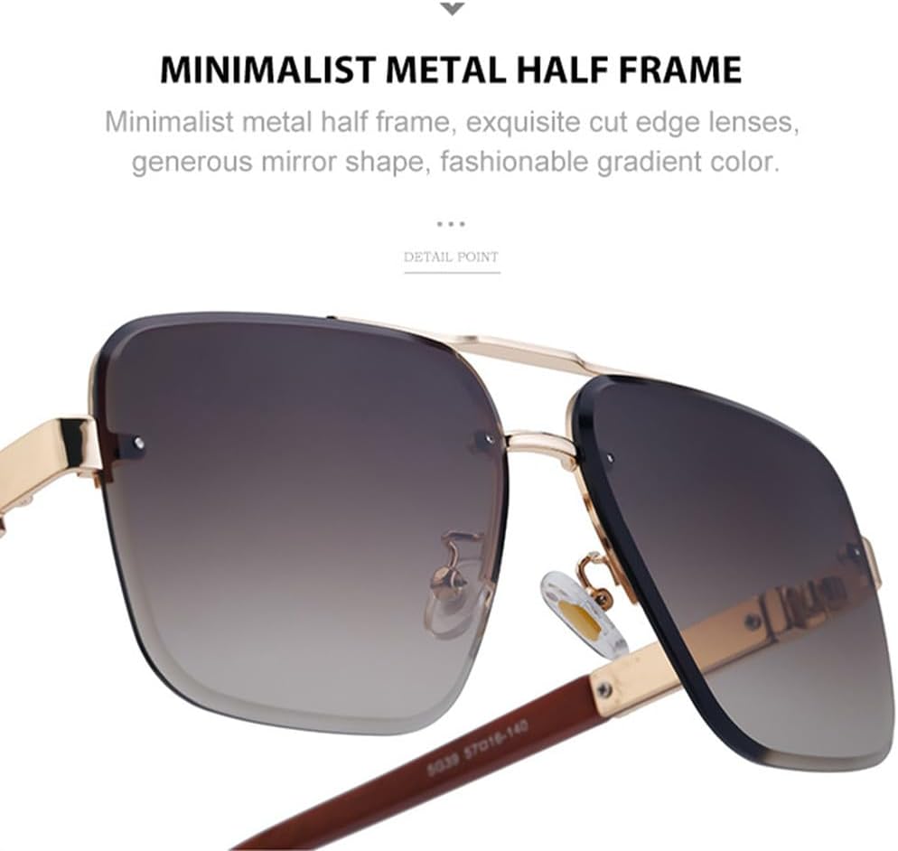Metal Imitation Wood Grain Retro Light Luxury Sunglasses Fashion Driving Sunshades Outdoor