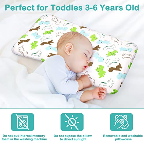 Icare Toddler Pillow With Pillowcase,10X18 Inch Cotton Small Pillow For Sleeping, Kids Pillow With Washable Cartoon Pillowcase - Pillow For Toddlers 3-6 Years, Perfect For Travel, Toddler Bed Set #TOP4