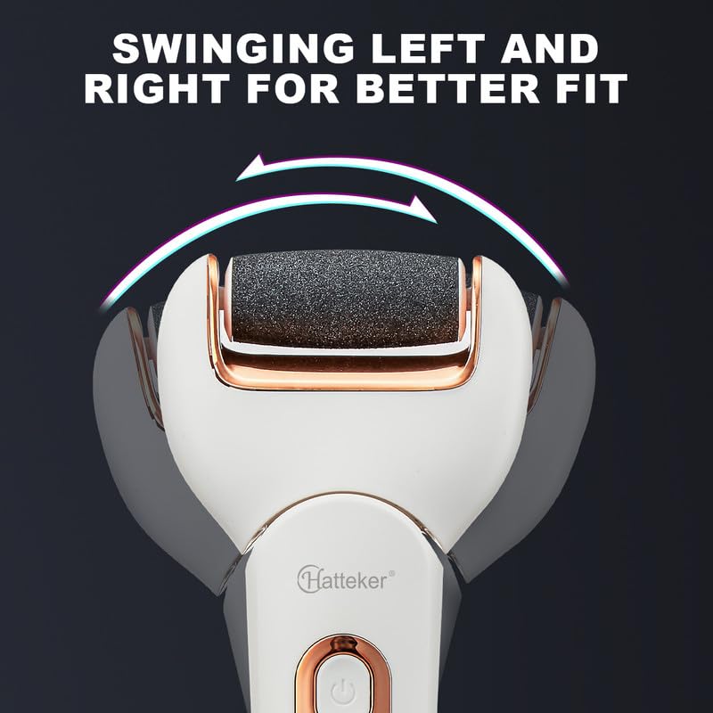 HATTEKER HT-528 Electric Callus Remover for Feet, Rechargeable Callus Remover Pedicure Tools 3 Roller Head & 2 Speed, Digital Display, Foot Care Pedicure Kit for Foot Dead Skin and Calluses, 240 mins 4