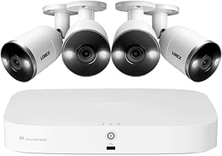 Lorex Fusion 4K Security Camera System w/ 2TB NVR - 8 Channel PoE Wired Home Security System w/ 4 Metal Cameras - Motion Detection, Two-Way Audio, Color Night Vision, Weatherproof Surveillance