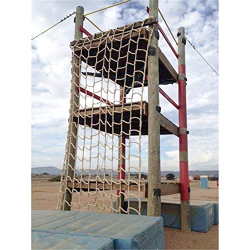 Klimnet voor Kinderen Milieuvriendelijk Henneptouwnet Klimnet voor Buitenrotswand Trainingsnet voor Binnenshuis Groot Gaas Verkrijgbaar in Meerdere Maten Dia 12mm,20cm,4 * 2M(13 * 7ft) - Image 4