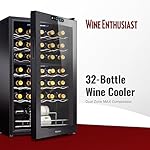 Wine Enthusiast 32-Bottle Dual Zone MAX Compressor Wine Cooler – Freestanding Mini Fridge with Digital Touchscreen, LED Display, Split Storage for Red & White Wines, Matte Black Refrigerator Home Bar - Image 2