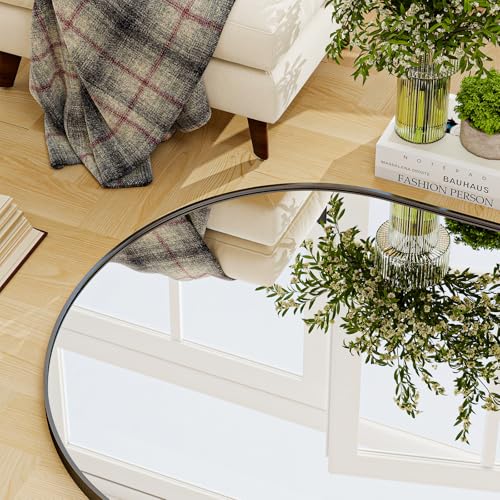 GLSLAND - 20x57 inch Arched Full Length Mirror - Floor Mirrors Aluminum Alloy Frame Full Body Dressing Mirror for Bedroom, Living Room,Gold