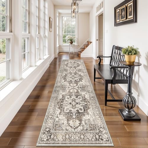 3x10 Washable Hallway Runner Rug: Soft Kitchen Rugs Non Slip Floor Runner with Rubber Backing for Living Room Bedroom Entryway Indoor Farmhouse Carpet Runners (Beige, 3x10)