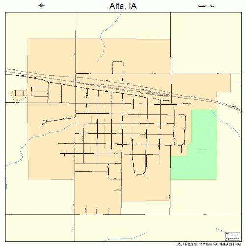 Large Street & Road Map of Alta, Iowa IA Printed poster size wall