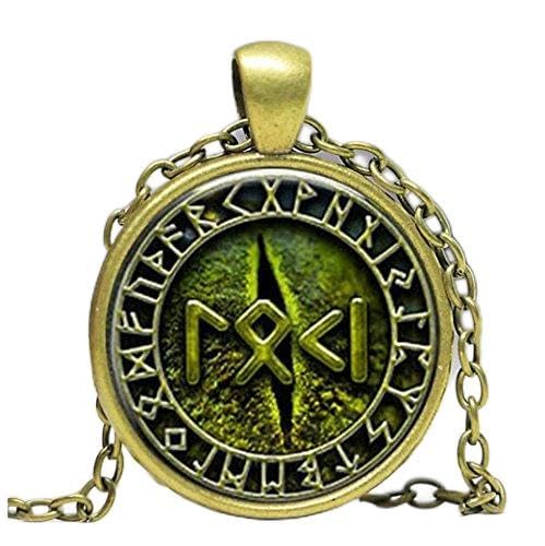 Snake Eye Loki Petite Written in Rune jewelry Glass Cabochon Necklace