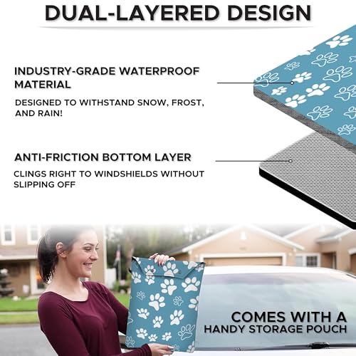 Image of Autovir Car Windshield Cover for Ice and Snow | Oxford Fabric Windshield Cover Snow Car Cover |Water, Heat & Sag-Proof Car Windshield Snow Cover |Winter Windshield Covers