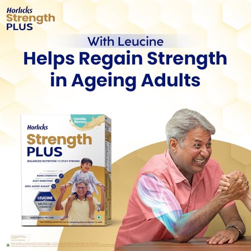Image of Horlicks Strength Plus- Vanilla| Balanced Nutrition to Regain Strength|High Fibre & Protein,Powder,1 count,350 grams