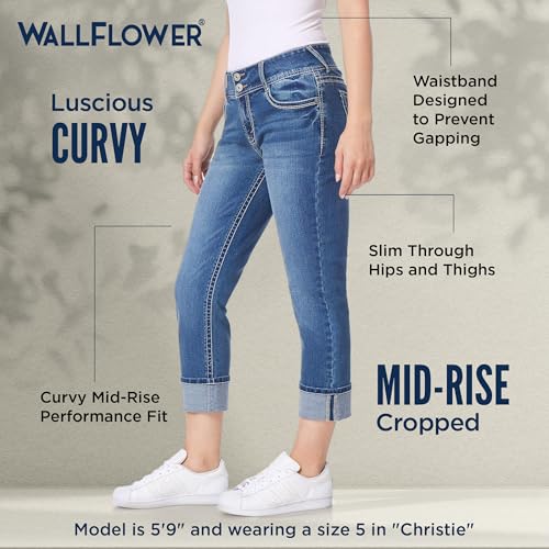 Image of WallFlower Luscious Curvy Bootcut Jeans for Women, Mid-Rise Insta Stretch Denim, Size-Inclusive Juniors Jeans