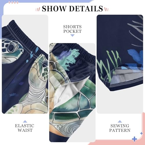 Turtles Coral Boys Long Pants Soft Trousers Elastic Waist Kids Lounge Bottoms with Pockets S-XL4