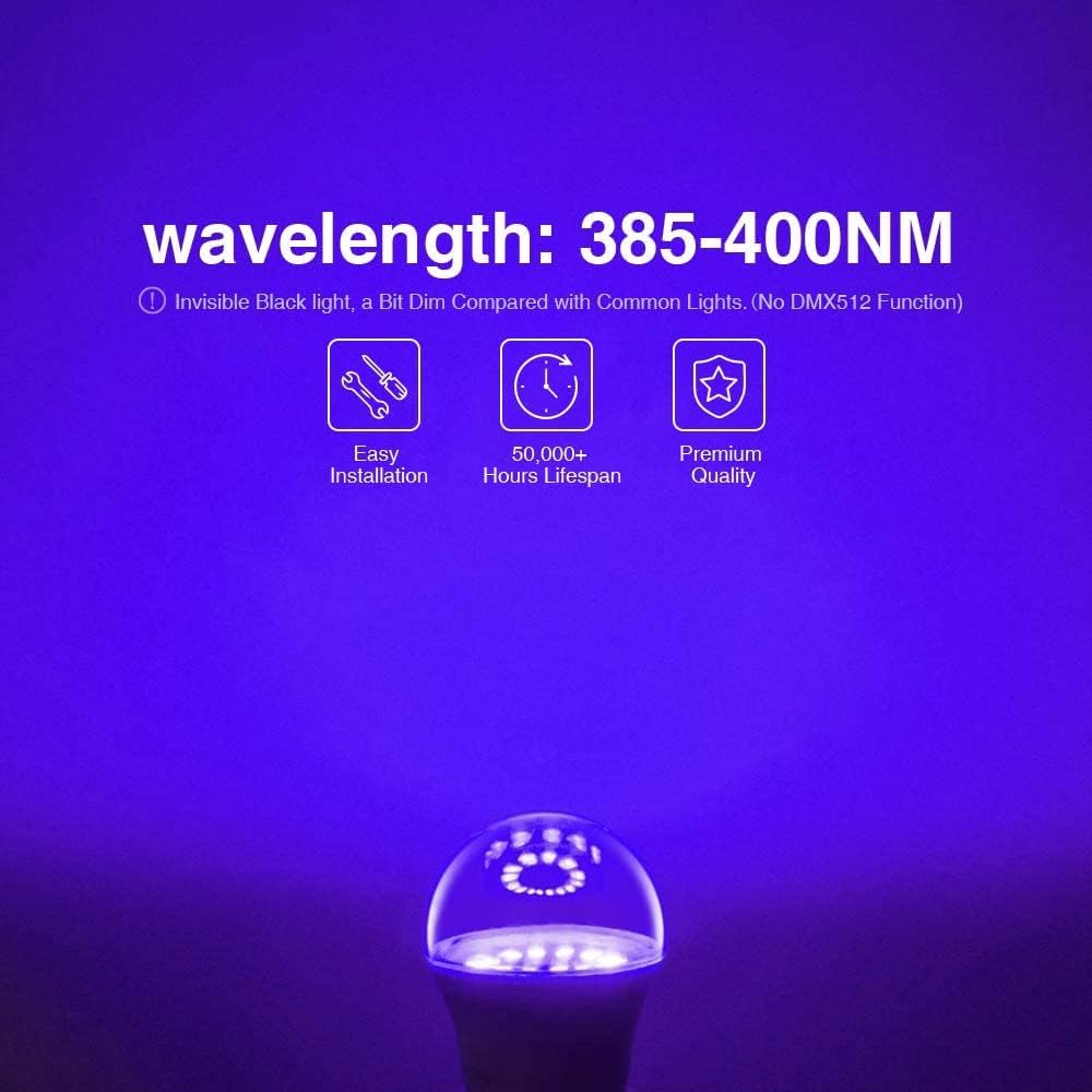 Lampadine UV LED 9W 395nm - Set Da 2, Luce Nera Per Feste, Body Painting E Decorazioni Fluorescenti - Foto 7