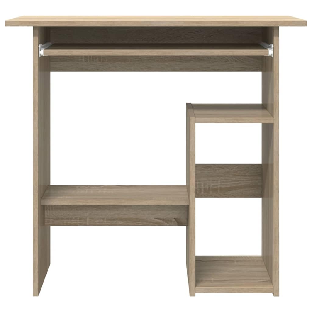 Biurko z dębu Sonoma, materiał drewnopochodny, 80 x 45 x 74 cm, biurko komputerowe z regałem na komputer i półką na klawiaturę, miejsce pracy, do domu, gabinetu, meble