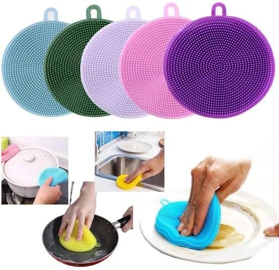 Kyrotech Silikon Bulaşık Süngeri, 2 Adet Çok Amaçlı Temizlik Bezi Ovma Pedi ve Diş Macunu Sıkacağı ile, Çok Renkli