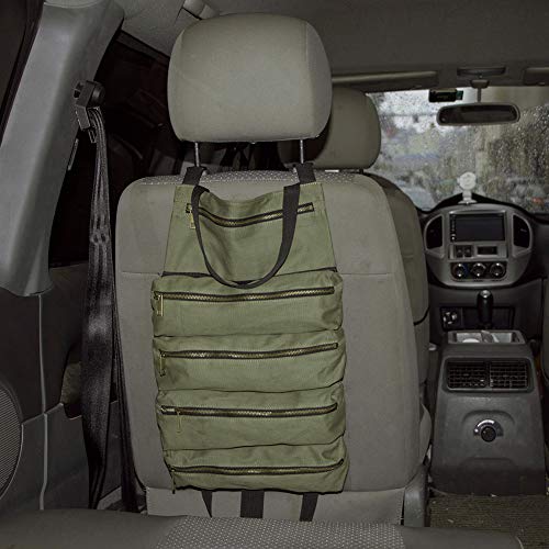 Tool Roll, Wrench Roll,Small Tool Bag,Heavy Duty Canvas Wrench Tool Pouch With 5 Zipper Pockets,Tool Roll Up Bag Tool Organizer Tool Bag For Car Motorcycle-Jeep Gifts For Men.(Army Green) #TOP5