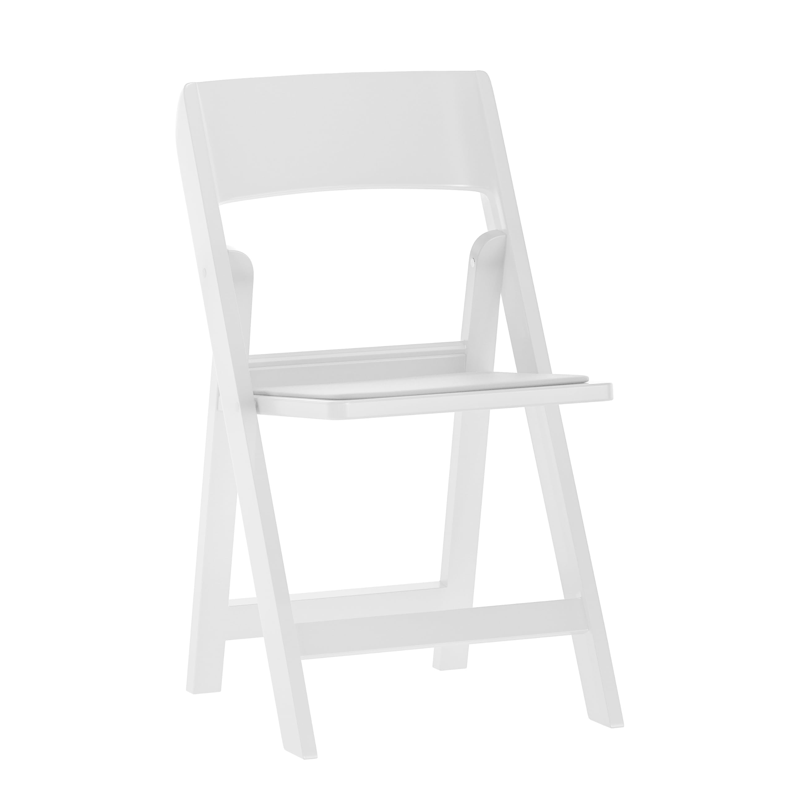 Flash Furniture Hercules Tucker Commercial White Resin Folding Chair - Lightweight, Vinyl Padded Removable Seat, Indoor Outdoor Use, Event & Wedding Ready