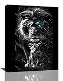 Flintis Black and White Lion Canvas Wall Art, Abstract Lion Pictures Wall Decor Animal Portrait Art Painting Print Artworks Decorations Framed for Bedroom Living Room Bathroom Office 12'x16'