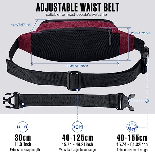 Waterfly Bumbags Waist Fanny Pack Ladies Fashion Bum Bag with Adjustable Belt for Sport Running Hiking Jogging Girls Women Men (Dark Red) - Image 3