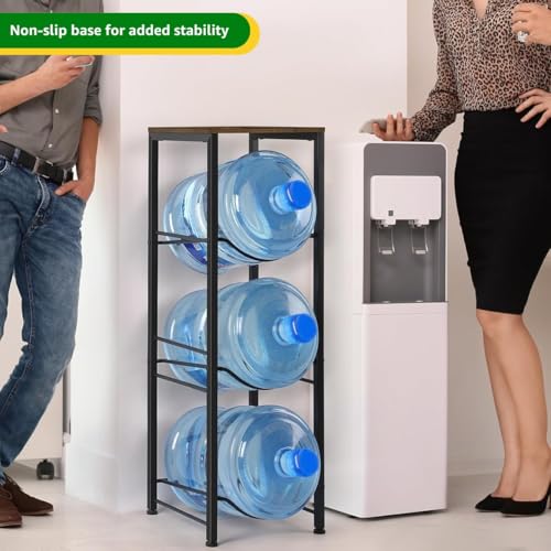 Image of ecofynd 3 Tier Water Dispenser Stand with Top Shelf, Heavy Duty Water Cooler Storage Rack, 20 Litre Engineered Wood & Metal Bottle Holder for Home & Kitchen, Office, School, Hospitals, Restaurants