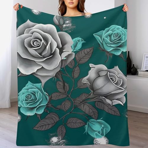 Couverture flanelle rose bleu sarcelle 101x152 cm pour lit