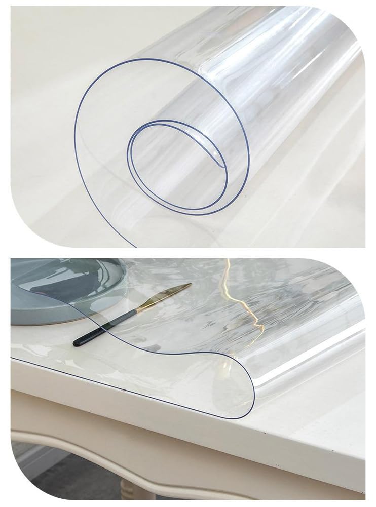 1/1,5/2 mm dicke, rutschfeste PVC-Schreibtischunterlage, groß, transparent, Schreibtischschutz für Büro, Zuhause, hitzebeständige und wasserdichte Schreibtischunterlage (1 mm, 70 x 160 cm)